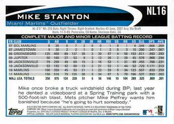 2012 Topps National League All-Stars #NL16 Mike Stanton Back