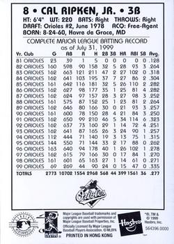 2000 Hasbro Starting Lineup Cards #564396.0000 Cal Ripken, Jr. Back