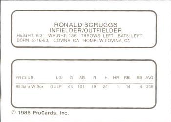 1986 ProCards Appleton Foxes #NNO Ron Scruggs Back