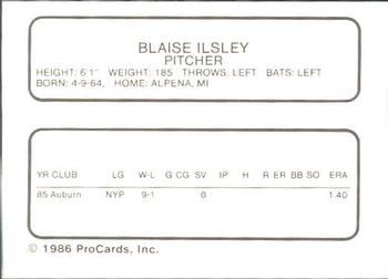 1986 ProCards Asheville Tourists #NNO Blaise Ilsley Back