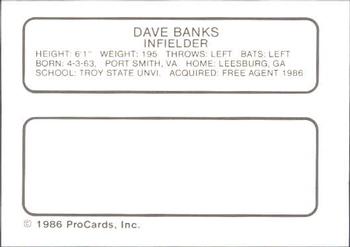 1986 ProCards Auburn Astros #2 Dave Banks Back