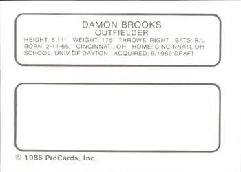 1986 ProCards Auburn Astros #6 Damon Brooks Back