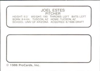 1986 ProCards Auburn Astros #9 Joel Estes Back