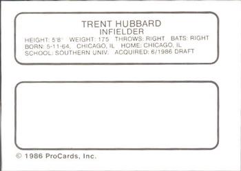 1986 ProCards Auburn Astros #12 Trent Hubbard Back