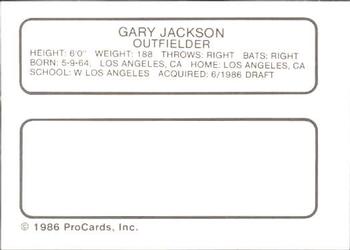 1986 ProCards Auburn Astros #14 Gary Jackson Back