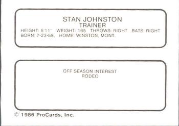 1986 ProCards Bakersfield Dodgers #NNO Stan Johnston Back