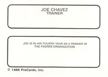 1986 ProCards Beaumont Golden Gators #NNO Joe Chavez Back