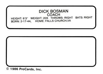 1986 ProCards Buffalo Bisons #NNO Dick Bosman Back