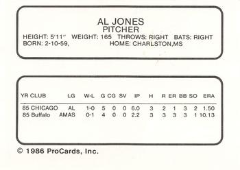 1986 ProCards Buffalo Bisons #NNO Al Jones Back
