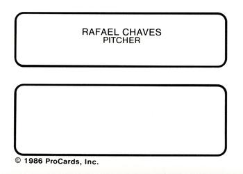 1986 ProCards Charleston Rainbows #5 Rafael Chaves Back