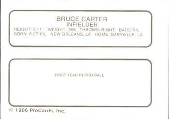 1986 ProCards Clearwater Phillies #2 Bruce Carter Back