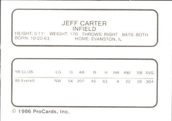 1986 ProCards Clinton Giants #NNO Jeff Carter Back