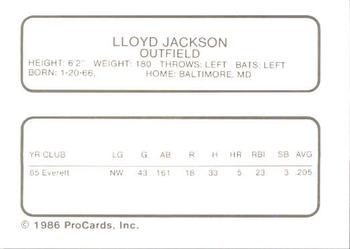 1986 ProCards Clinton Giants #NNO Lloyd Jackson Back