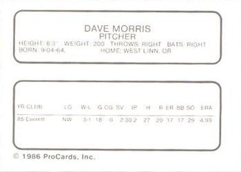 1986 ProCards Clinton Giants #NNO Dave Morris Back