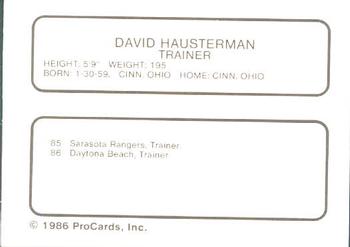 1986 ProCards Daytona Beach Islanders #11 David Hausterman Back