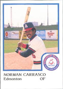 1986 ProCards Edmonton Trappers #2 Norman Carrasco Front