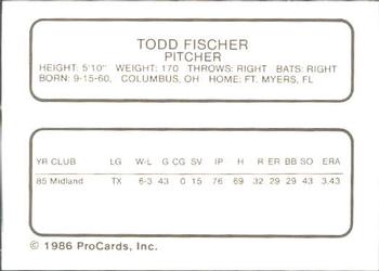 1986 ProCards Edmonton Trappers #9 Todd Fischer Back