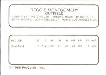 1986 ProCards Edmonton Trappers #21 Reggie Montgomery Back