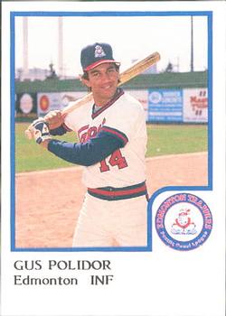 1986 ProCards Edmonton Trappers #22 Gus Polidor Front