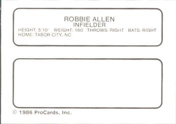 1986 ProCards El Paso Diablos #3 Robby Allen Back
