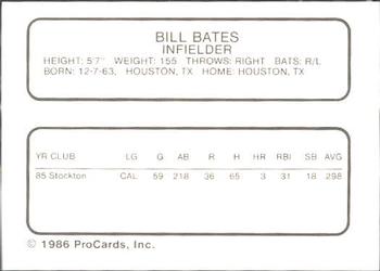 1986 ProCards El Paso Diablos #4 Bill Bates Back