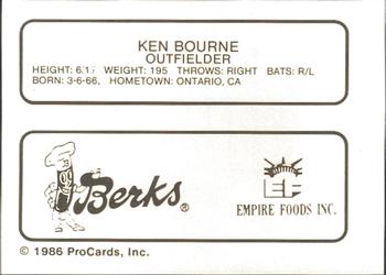 1986 ProCards Elmira Pioneers #3 Ken Bourne Back