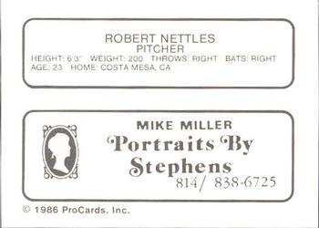 1986 ProCards Erie Cardinals #NNO Robert Nettles Back