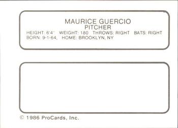 1986 ProCards Florida State League All-Stars #19 Maurice Guercio Back