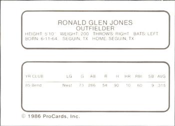 1986 ProCards Florida State League All-Stars #27 Ron Jones Back