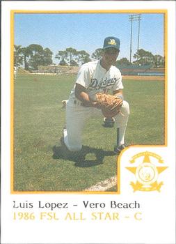 1986 ProCards Florida State League All-Stars #31 Luis Lopez Front