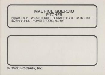 1986 ProCards Ft. Lauderdale Yankees #NNO Maurice Guercio Back