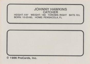 1986 ProCards Ft. Lauderdale Yankees #NNO Johnny Hawkins Back