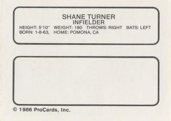 1986 ProCards Ft. Lauderdale Yankees #NNO Shane Turner Back