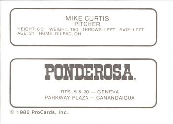 1986 ProCards Geneva Cubs #4 Mike Curtis Back