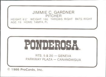 1986 ProCards Geneva Cubs #6 Jimmie Gardner Back