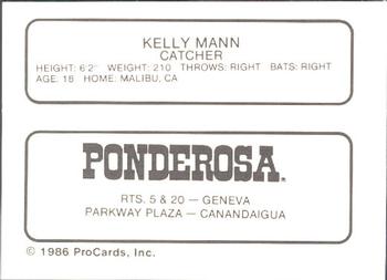 1986 ProCards Geneva Cubs #17 Kelly Mann Back