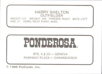 1986 ProCards Geneva Cubs #24 Harry Shelton Back