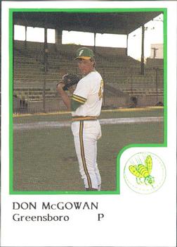 1986 ProCards Greensboro Hornets #14 Don McGowan Front