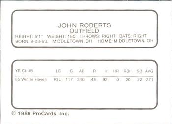 1986 ProCards Greensboro Hornets #20 John Roberts Back