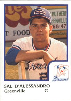 1986 ProCards Greenville Braves #7 Sal D'Alessandro Front