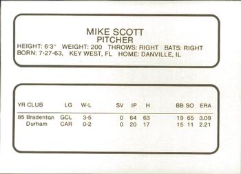 1986 ProCards Greenville Braves #16 Mike Scott Back