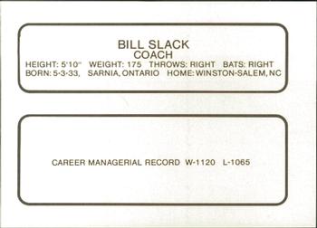 1986 ProCards Greenville Braves #17 Bill Slack Back