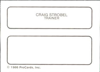 1986 ProCards Hagerstown Suns #23 Craig Strobel Back