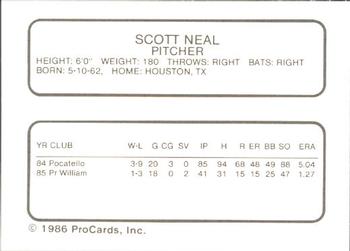 1986 ProCards Hawaii Islanders #17 Scott Neal Back