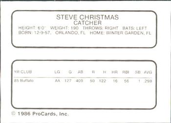 1986 ProCards Iowa Cubs #6 Steve Christmas Back