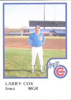 1986 ProCards Iowa Cubs #9 Larry Cox Front