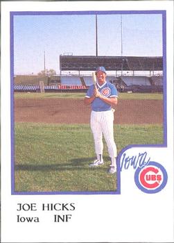 1986 ProCards Iowa Cubs #15 Joe Hicks Front