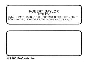 1986 ProCards Jamestown Expos #10 Robert Gaylor Back