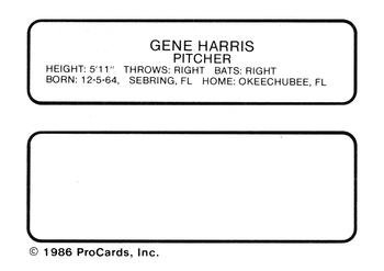 1986 ProCards Jamestown Expos #13 Gene Harris Back
