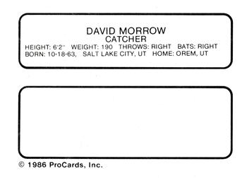 1986 ProCards Jamestown Expos #17 David Morrow Back
